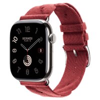 Apple Watch Hermes Series 10 46mm, ремешок из трикотажа красный