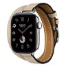 Apple Watch Hermes Series 12 42mm, двойной тонкий кожаный ремешок бежевого цвета