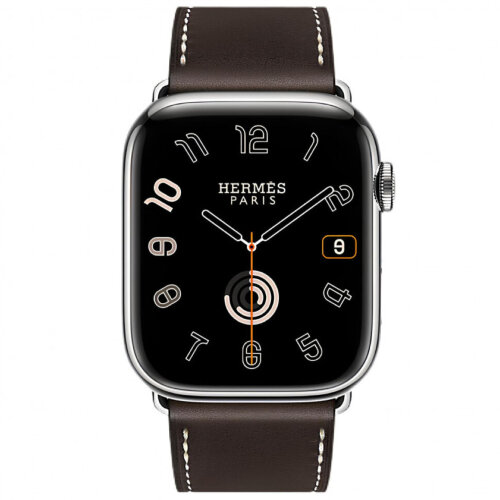 Apple Watch Hermes Series 11 46mm, тёмно-коричневый ремешок с раскладывающейся застежкой