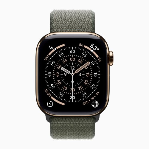 Apple Watch Series 11 42mm, Gold Titanium Case with Sport Loop - Forest