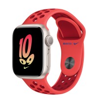 Apple Watch Series 8 Nike 41mm, Starlight Aluminum Case with Sport Band - Bright Crimson/Gym Red