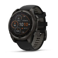 Умные часы Garmin Fenix 8 47mm, Solar, Sapphire, Carbon Gray DLC Titanium, Black/Pebble Gray Silicone Band