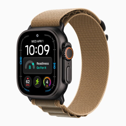 Apple Watch Ultra 4 49mm Black Titanium Case with Desert Alpine Loop (M)