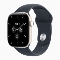 Apple Watch Series 12 46mm, Pearl White Ceramic Case with Sport Band - Navy Blue