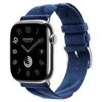 Apple Watch Hermes Series 10 46mm, ремешок из трикотажа синий