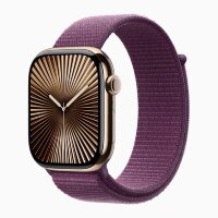 Apple Watch Series 10 46mm, Gold Titanium Case with Sport Loop - Plum