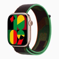 Apple Watch Series 10 46mm, Rose Gold Aluminum Case with Sport Loop - Black Unity