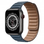 Apple Watch Series 7 45 мм чёрный Титан, кожаный ремешок «Балтийский синий»