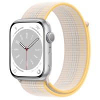 Apple Watch Series 8 45mm, Silver Aluminum Case with Sport Loop - Starlight
