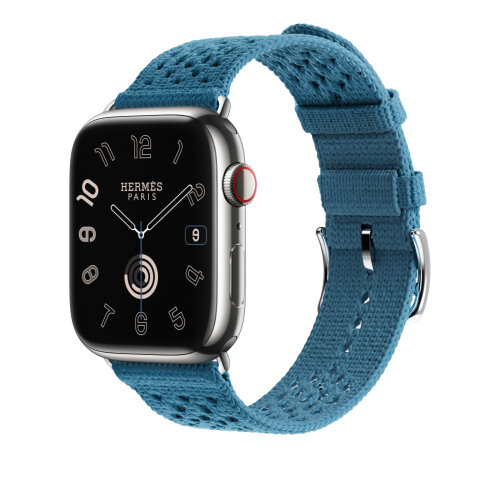 Ремешок Hermes для Apple Watch 45mm Bleu Jean Tricot Single Tour - Голубой