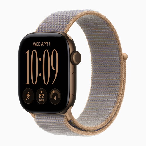 Apple Watch Series 12 42mm, Dark Bronze Aluminum Case with Sport Loop - Chambray Blue