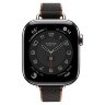Apple Watch Hermes Series 10 42mm, тонкий ремешок из плетенного нейлона черный/золотой