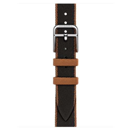 Apple Watch Hermes Series 10 42mm, тонкий ремешок из плетенного нейлона черный/золотой