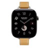 Apple Watch Hermes Series 12 42mm, тонкий кожаный ремешок соломенный цвета со светлой строчкой