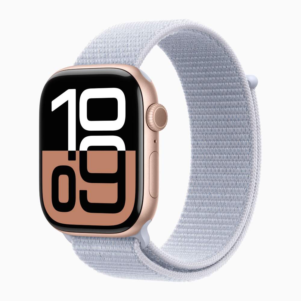 Apple Watch 10 Rose Gold Aluminum 46mm Blue Cloud Loop