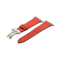 Ремешок кожаный для Apple Watch 42мм W16 Fashion застёжка бабочка (Красный)