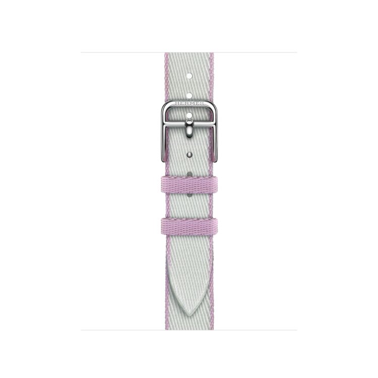Ремешок Hermes для Apple Watch Twill Jump Single Tour 42mm Attelage - Серый (Gris Platine / Mauve)