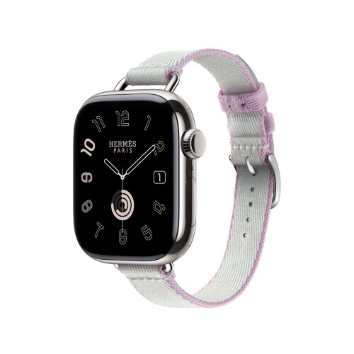 Ремешок Hermes для Apple Watch Twill Jump Single Tour 42mm Attelage - Серый (Gris Platine / Mauve)