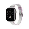 Ремешок Hermes для Apple Watch Twill Jump Single Tour 42mm Attelage - Серый (Gris Platine / Mauve)