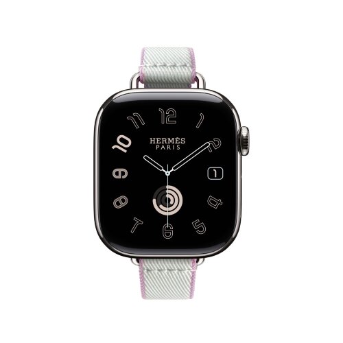 Ремешок Hermes для Apple Watch Twill Jump Single Tour 42mm Attelage - Серый (Gris Platine / Mauve)
