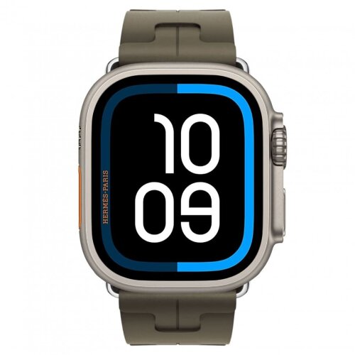 Apple Watch Ultra 3 Hermes 49mm Titanium, спортивный ремешок  Kilim хаки