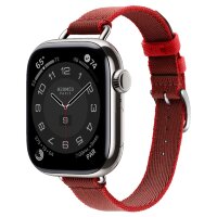 Apple Watch Hermes Series 10 42mm, тонкий ремешок из плетенного нейлона красный