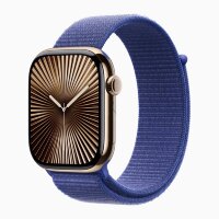 Apple Watch Series 10 46mm, Gold Titanium Case with Sport Loop - Ultramarine