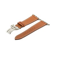 Ремешок кожаный для Apple Watch 42мм W16 Fashion застёжка бабочка (Коричневый)