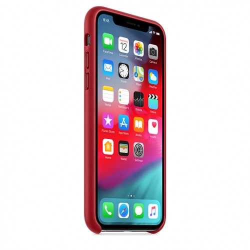 Кожаный чехол для iPhone Xs, красный