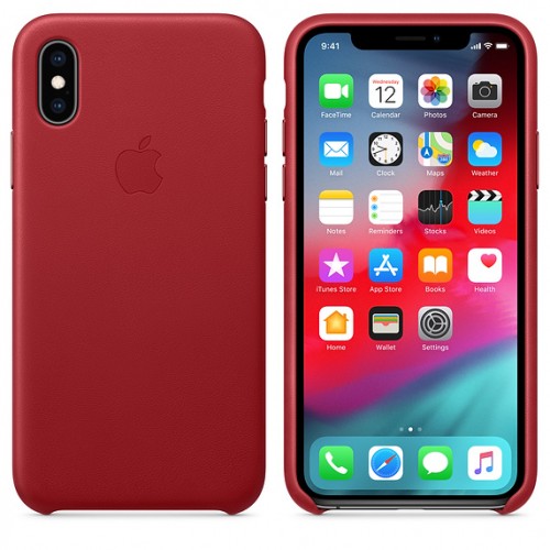 Кожаный чехол для iPhone Xs, красный