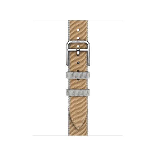 Ремешок Hermes для Apple Watch Twill Jump Single Tour 42mm Attelage - Коричневый (Kraft / Bleu Glacier)