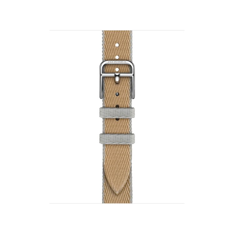 Ремешок Hermes для Apple Watch Twill Jump Single Tour 42mm Attelage - Коричневый (Kraft / Bleu Glacier)