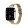Ремешок Hermes для Apple Watch Twill Jump Single Tour 42mm Attelage - Коричневый (Kraft / Bleu Glacier)