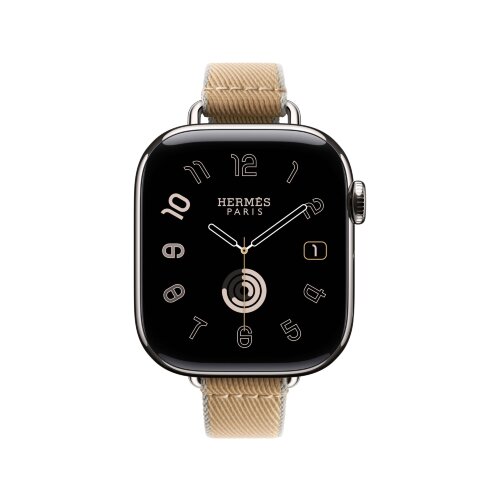 Ремешок Hermes для Apple Watch Twill Jump Single Tour 42mm Attelage - Коричневый (Kraft / Bleu Glacier)