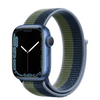 Apple Watch Series 7 41 мм, синий алюминий, спортивный браслет «Синий омут/зелёный мох»