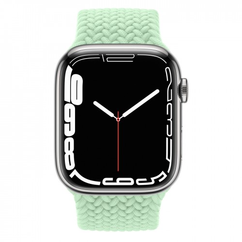 Apple Watch Series 7 45 мм, Silver Stainless Steel, плетеный монобраслет Фисташковый