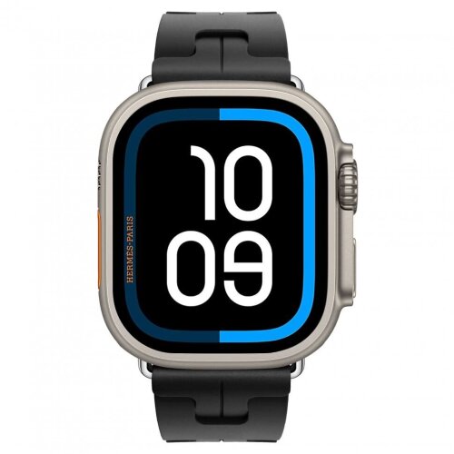 Apple Watch Ultra 3 Hermes 49mm Titanium, спортивный ремешок  Kilim черный