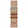 Apple Watch Hermes Series 9 45mm, клетчатый ремешок из плетеного нейлона золотой с белым