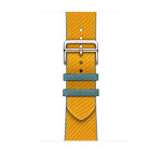 Ремешок Hermes для Apple Watch 46mm Twill Jump Single Tour - Желтый (Jaune d'Or/Bleu Jean)