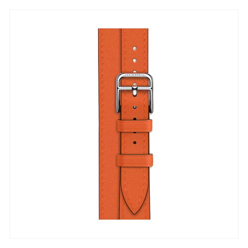 Кожаный ремешок Hermes для Apple Watch Double Tour 42mm Attelage - Мандариновый (Tangerine)