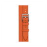 Кожаный ремешок Hermes для Apple Watch Double Tour 42mm Attelage - Мандариновый (Tangerine)