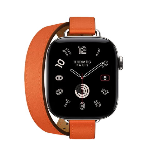 Кожаный ремешок Hermes для Apple Watch Double Tour 42mm Attelage - Мандариновый (Tangerine)