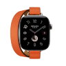 Кожаный ремешок Hermes для Apple Watch Double Tour 42mm Attelage - Мандариновый (Tangerine)