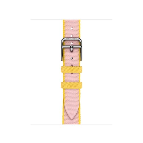 Ремешок Hermes для Apple Watch Twill Jump Single Tour 42mm Attelage - Розовый (Rose Sakura / Jaune de Naples)