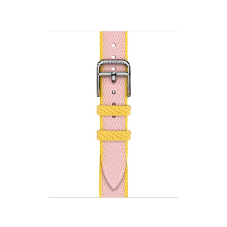 Ремешок Hermes для Apple Watch Twill Jump Single Tour 42mm Attelage - Розовый (Rose Sakura / Jaune de Naples)