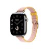 Ремешок Hermes для Apple Watch Twill Jump Single Tour 42mm Attelage - Розовый (Rose Sakura / Jaune de Naples)