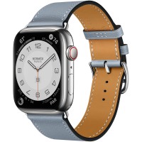 Apple Watch Series 7 Hermes 45 мм с кожаным ремешком голубого цвета