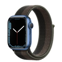 Apple Watch Series 7 41 мм, синий алюминий, спортивный браслет «Сумрачный торнадо/серый»