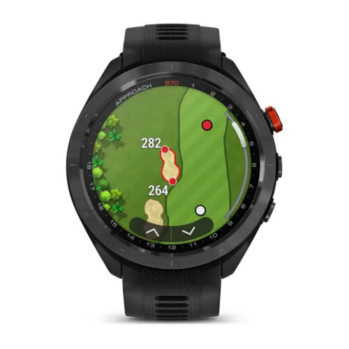 Умные часы Garmin Approach S70 47mm, Black/Red Ceramic Bezel, Black Silicone Band