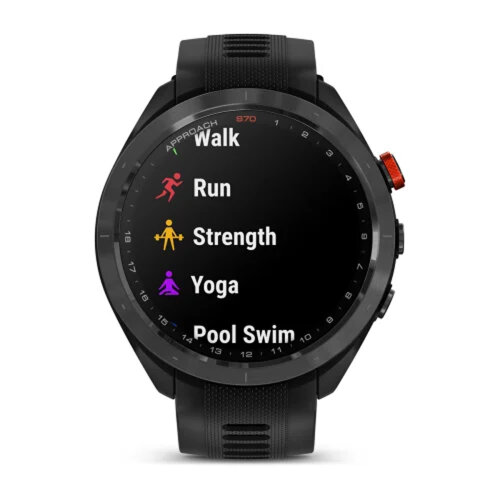 Умные часы Garmin Approach S70 47mm, Black/Red Ceramic Bezel, Black Silicone Band